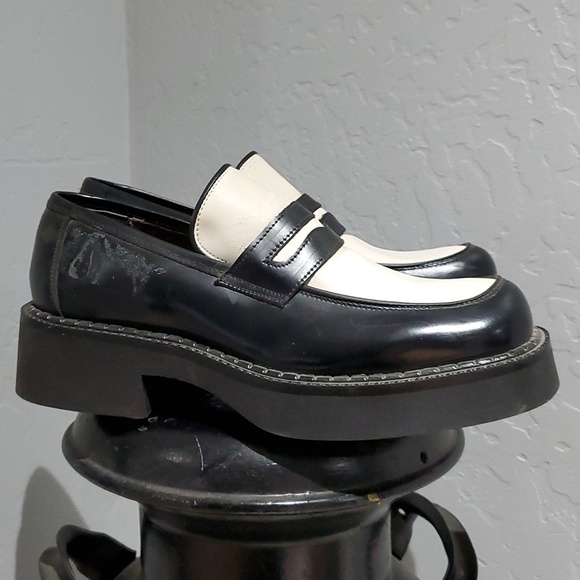 VINTAGE TATTOO ROBERT WAYNE CHUNKY PENNY LOAFERS BLACK WHITE SIZE 8 M main image 10
